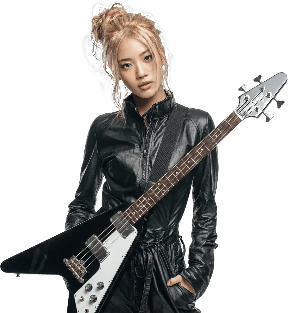 ベースを構える Aya